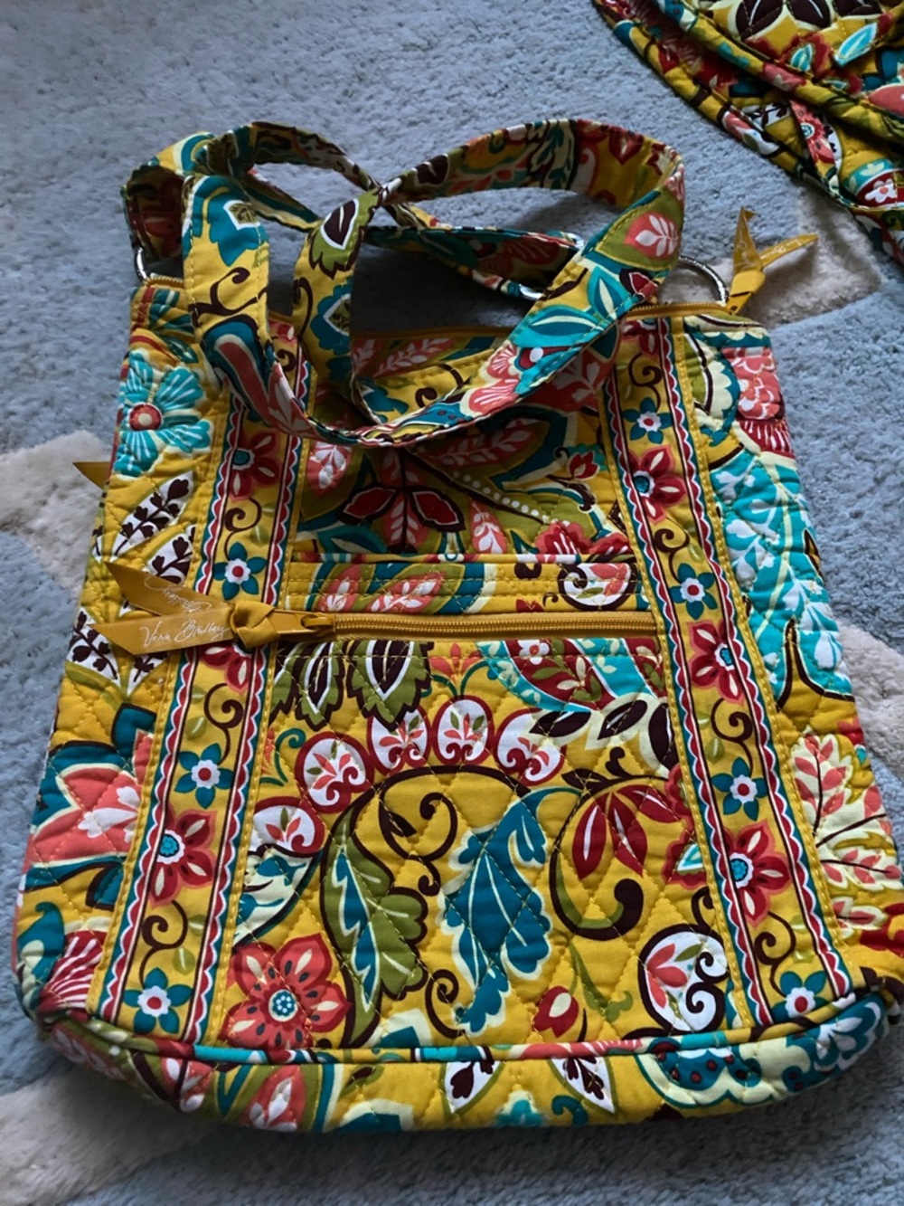 Vera Bradley Provencial Yellow Multicolor Quilted Floral Bag